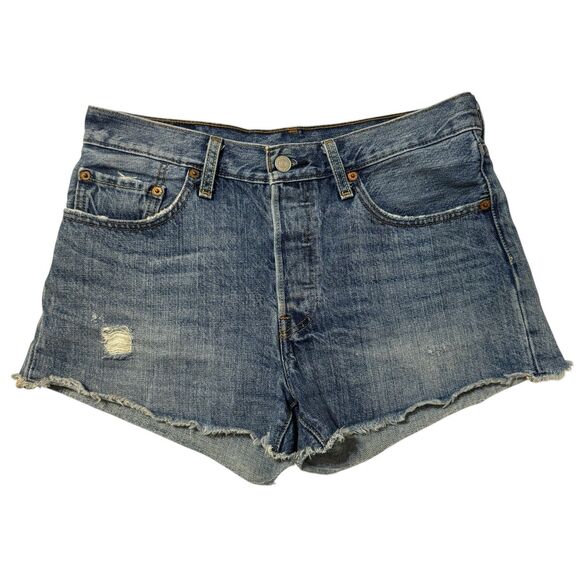 Levi's 501 Original Women's 27 High-Rise Distressed Jean Denim Shorts - Picture 1 of 7